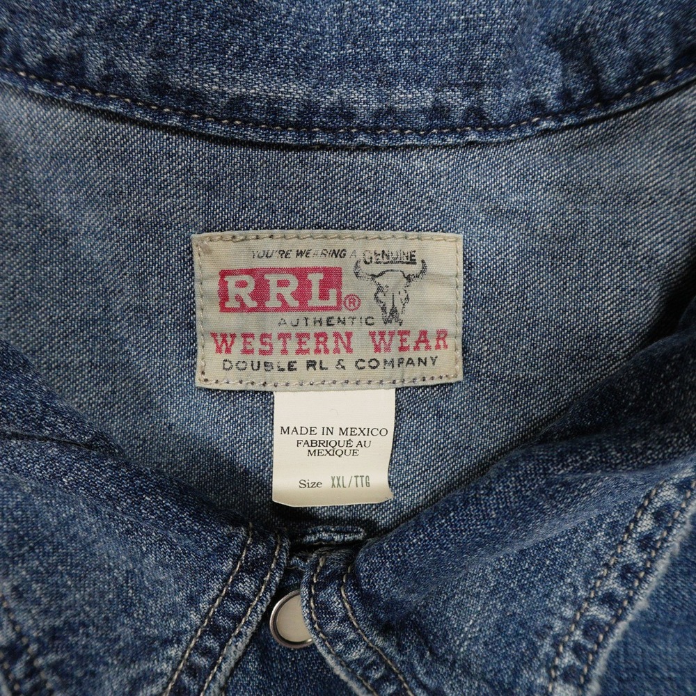 NWT RRL DOUBLE RL Mens XXL Indigo Dye Denim Western Sawtooth Trucker Jean Jacket - Picture 3 of 10